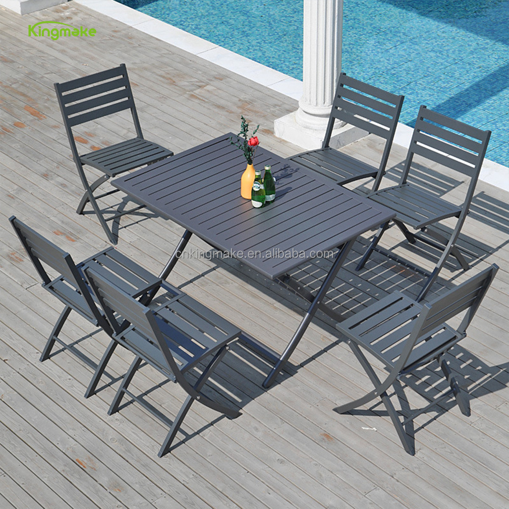 Wholesale Restaurant 4 seater Table Set Aluminum bistro folding table and chair outdoor furniture table set for cafe