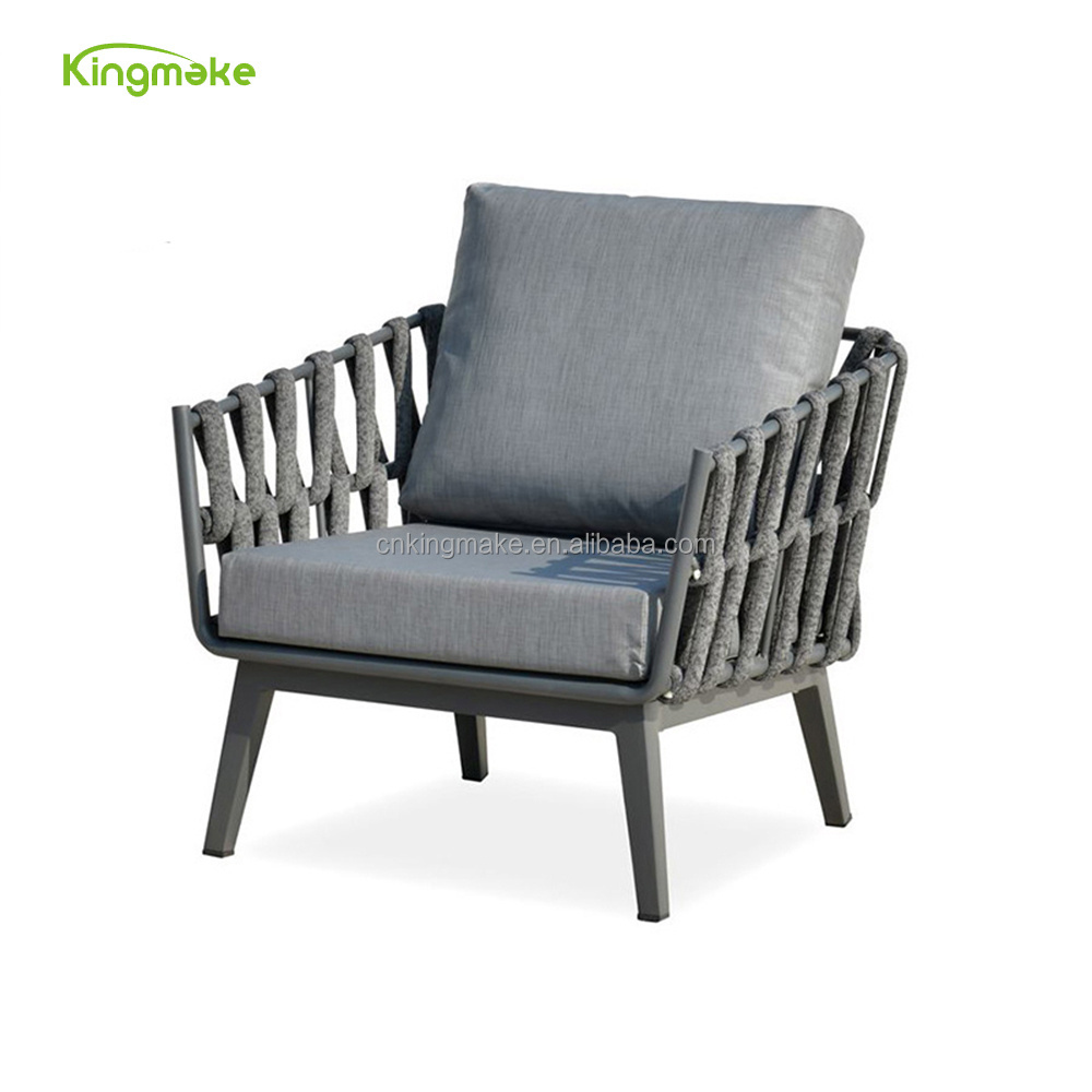 Foshan Furniture Metal Weaving Sofa Patio Furniture Set Aluminum Outdoor Furniture Rope Garden Sofas With Waterproof Cushion