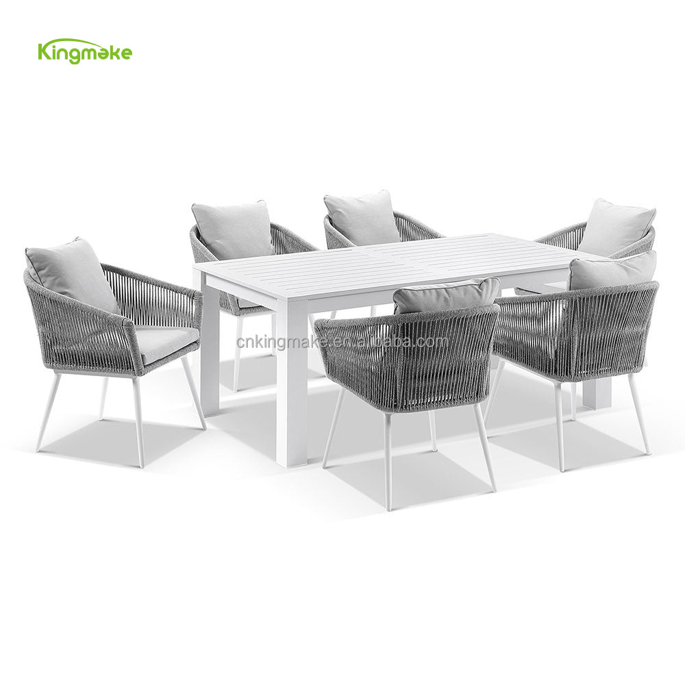 Aluminum Dinning Table Set For 4 Chairs Rattan Wicker Outdoor Furniture