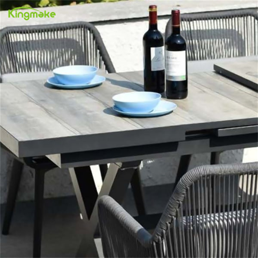 Luxury Outdoor Garden Furniture Patio 7 Piece Aluminum Frame Dining Table Set With Chairs And Cushions