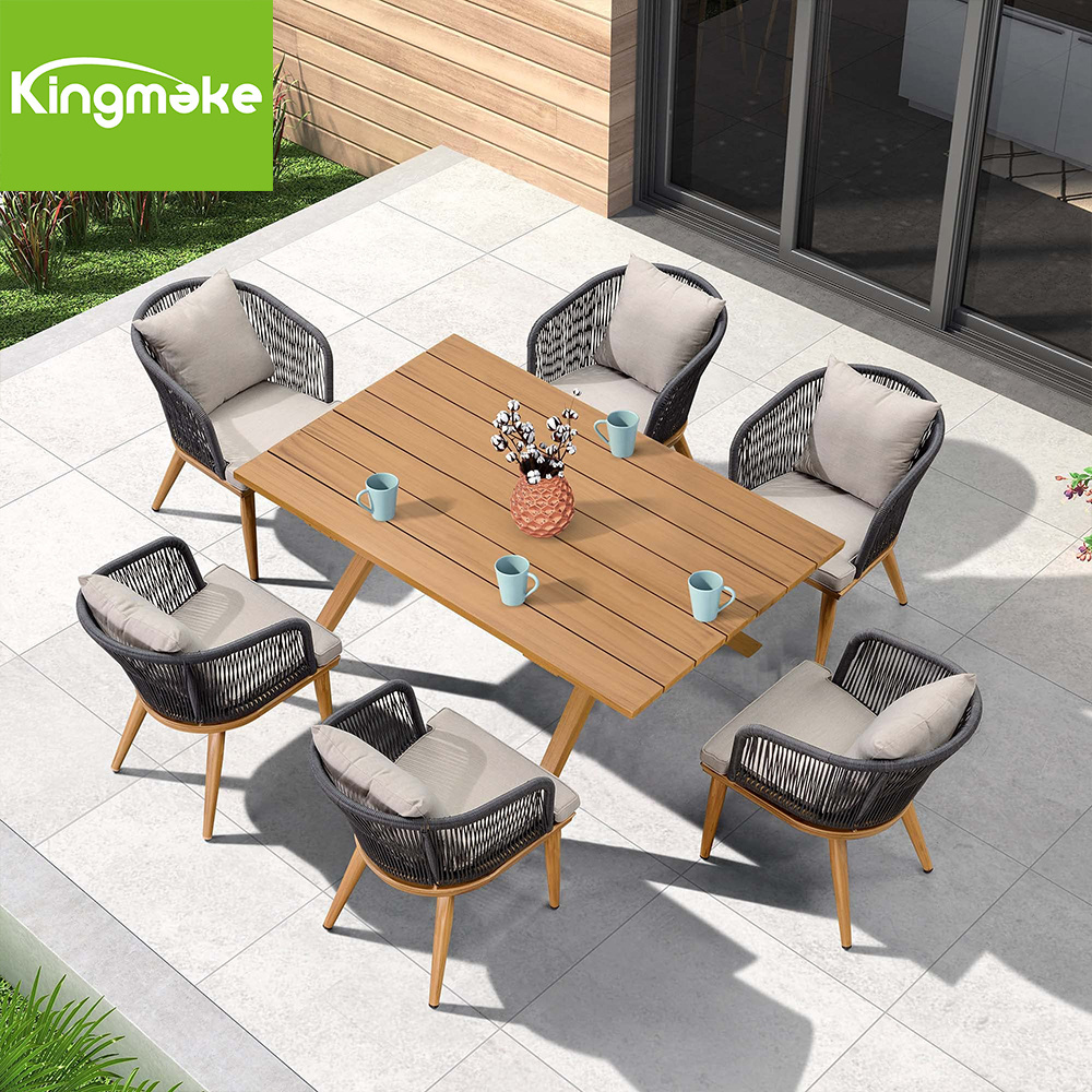 Foshan Garden Patio Rope Furniture Dining Room Table And Chairs Aluminum Outdoor Table And Chairs Set For Cafe And Restaurants