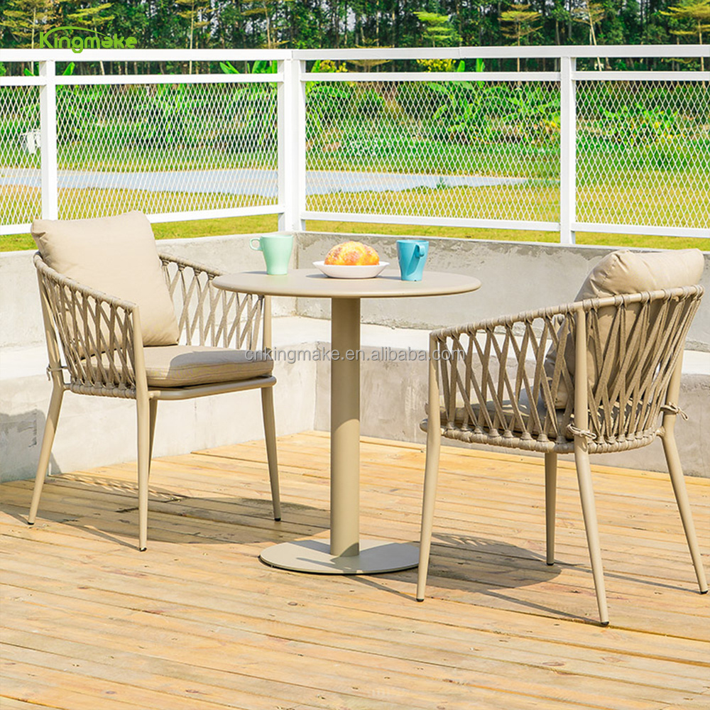 Outdoor Dining Table And Chair Set Luxury Wooden 6 Seater Aluminum Table Set Balcony Coffee Table Set Ready To Ship