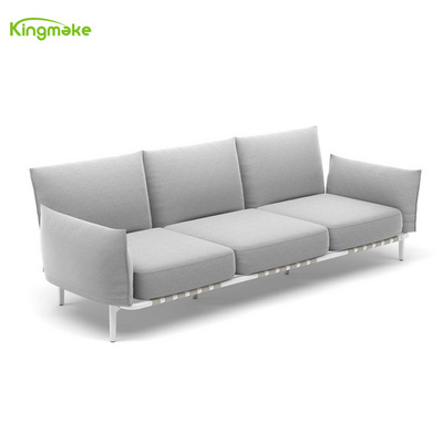 Outdoor  Modern Garden Patio Conversation 2 Piece Sofa Sectional Aluminum Frame Sofa Set With Cushions