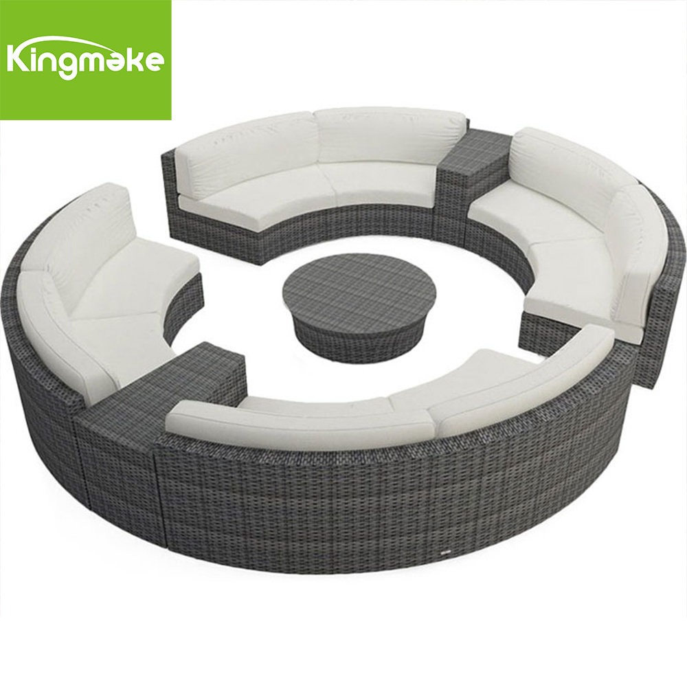 Modern Grey round Backyard Furniture Garden Sofa Set Patio Furniture Set cushion Outdoor Furniture Garden Set