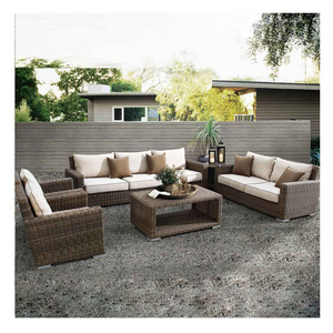 Factory Rattan Outdoor Wicker Patio Garden Sofa Furniture Fancy Sofa And Table Sets With Cushions