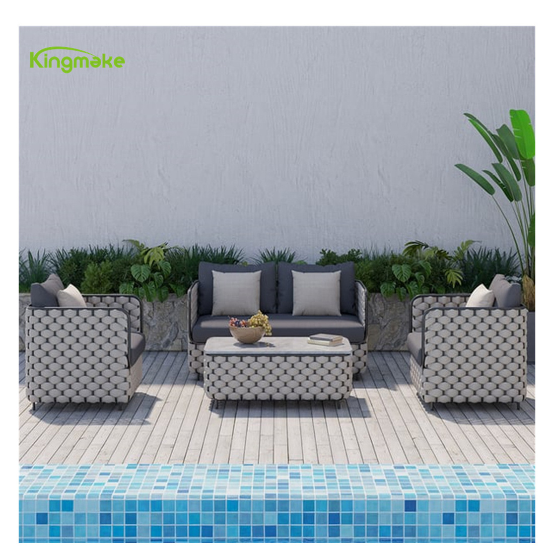 All Weather Modern Luxury Style Custom Terrace Aluminum Patio Lazy Rope Sofa Chairs Set Garden Outdoor Furniture