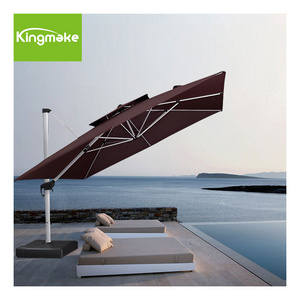 Aluminum Furniture Led Solar Large Right Cantilever Outdoor Sun Tilting Garden Replacement Patio Umbrella