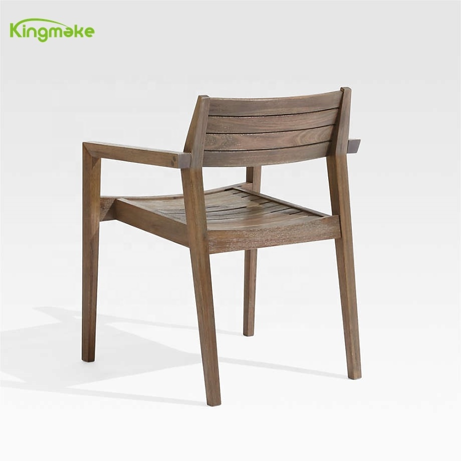 Hot Sale outdoor garden Furniture Restaurant Dining brown teak wooden accent Chairs with 8-10 year warranty Stackable