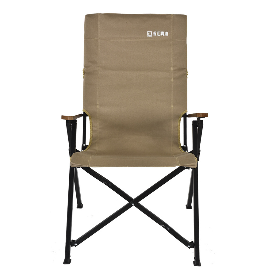 Kingmax Custom Angle Adjustable Outdoor Camping Highback Chair Foldable Beach Fishing Chairs With Armrest BQQ Picnic Party Chair