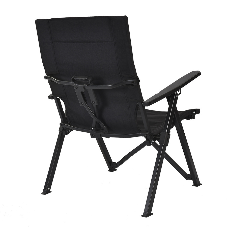 Outdoor Foldable Recliner Camping Chair Angle Adjustable Highback Picnic Fishing Chair Portable BBQ Beach Chair With Armrest