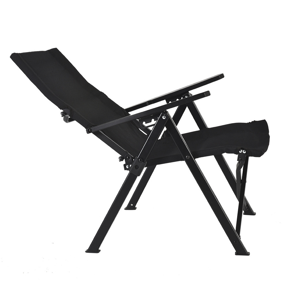 Outdoor Foldable Recliner Camping Chair Angle Adjustable Highback Picnic Fishing Chair Portable BBQ Beach Chair With Armrest