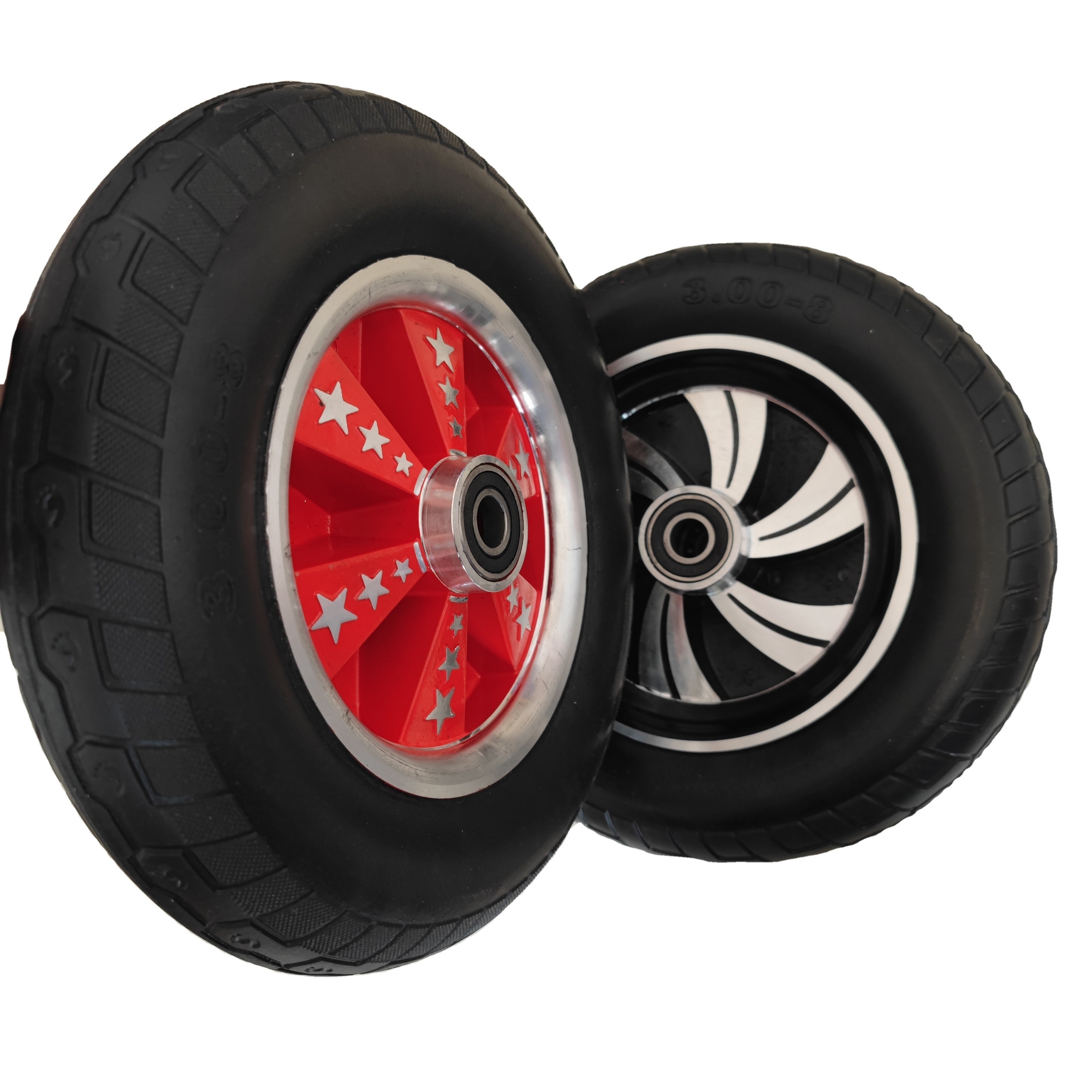 Aluminum alloy spoke rubber solid tire