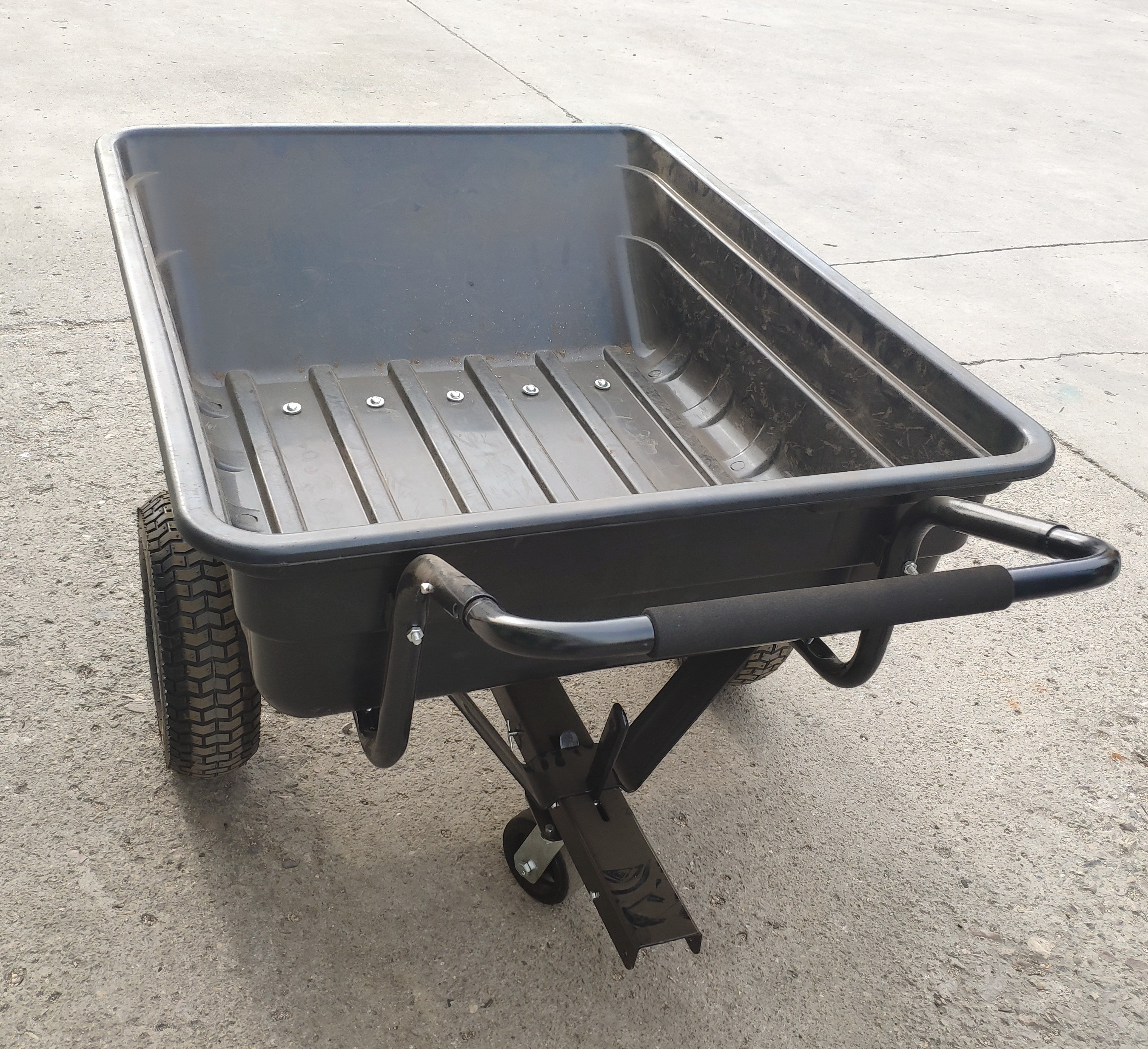 Heavy Duty Flat Cart 4 Wheel Folding Tipping Garden Wagon Mobile Tipping Garden Cart Trolley Wheelbarrow Tipper