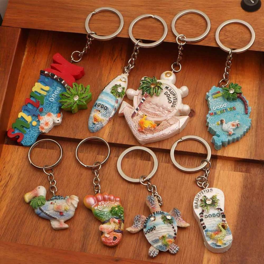 Custom Oceanic Style Resin Keychain Metal Tourist Souvenirs Key Ring Cute Global Tourist Attractions Key Holder