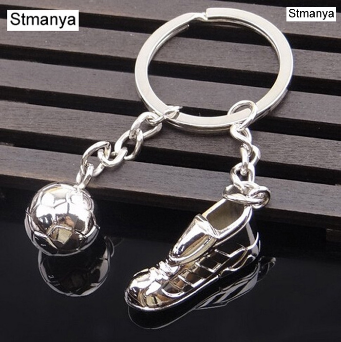 Fashion football Metal Keychain men gift Key chain Soccer Shoes and Football Car Key Ring Gift party Keychains