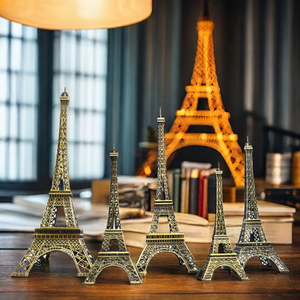 Customized 3D Brass Metal Eiffel Tower Ornament Worldwide Architectural Model France Paris Tourist Souvenirs Gifts Custom Logo