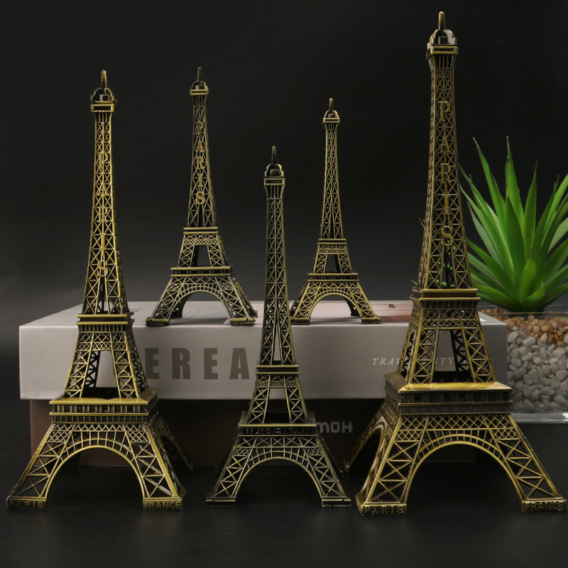 Customized 3D Brass Metal Eiffel Tower Ornament Worldwide Architectural Model France Paris Tourist Souvenirs Gifts Custom Logo