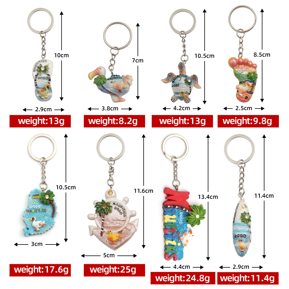 Custom Oceanic Style Resin Keychain Metal Tourist Souvenirs Key Ring Cute Global Tourist Attractions Key Holder