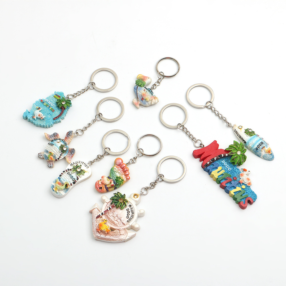 Custom Oceanic Style Resin Keychain Metal Tourist Souvenirs Key Ring Cute Global Tourist Attractions Key Holder