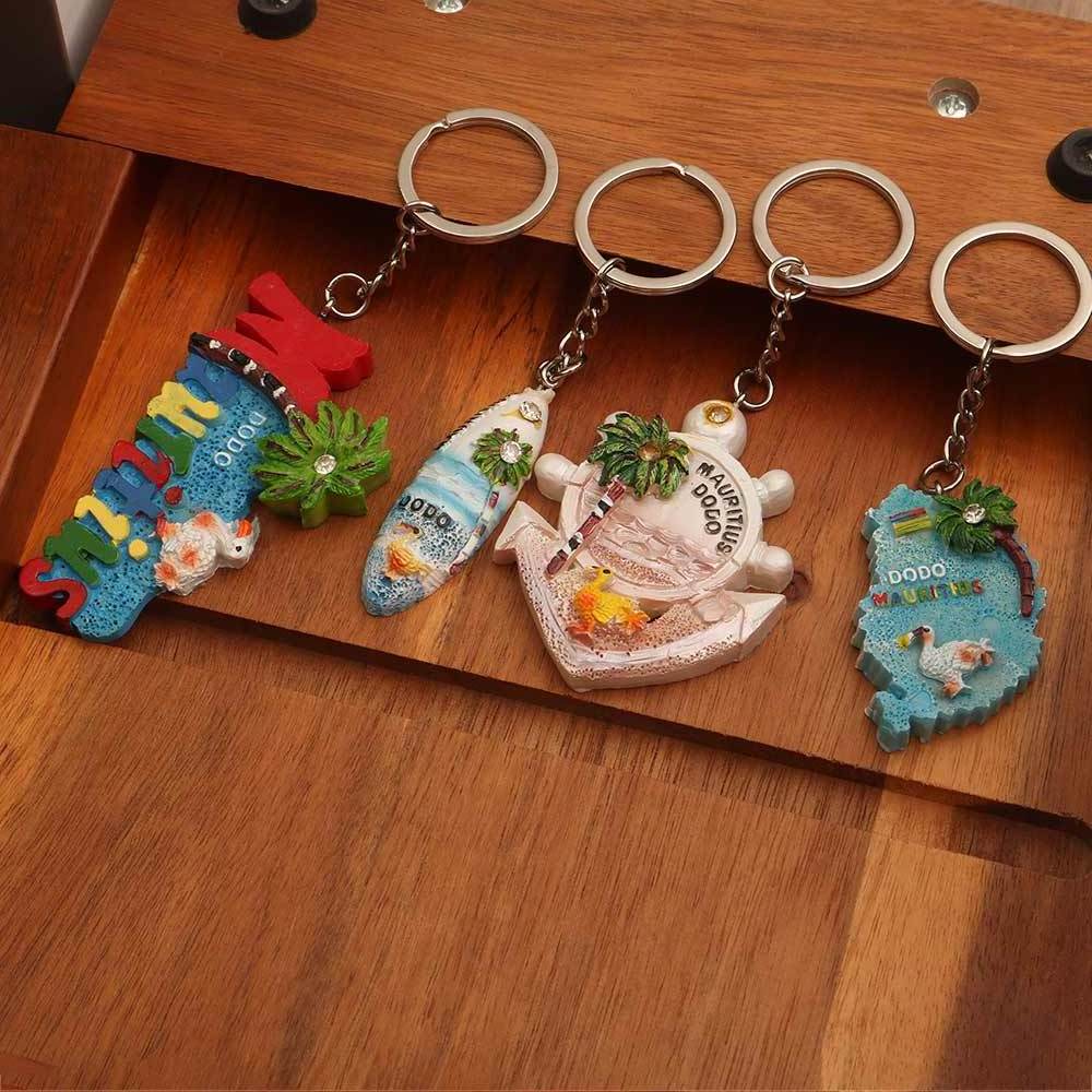 Custom Oceanic Style Resin Keychain Metal Tourist Souvenirs Key Ring Cute Global Tourist Attractions Key Holder