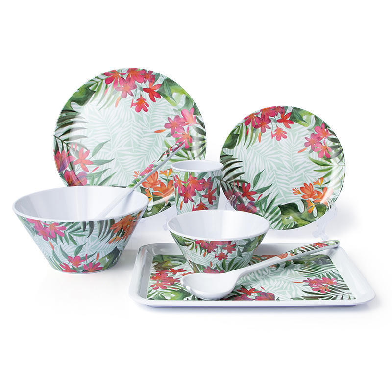 Factory printing top seller printed plate dinner bowl and plate and cup melamine plates Sustainably customized dinnerware set