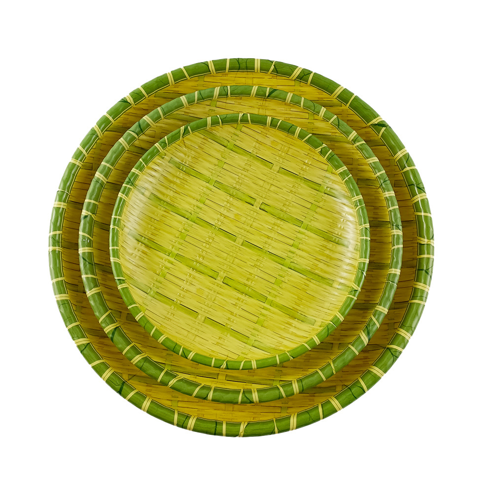 8/10/12 Inch custom melamine plates dishes set melamine Chinese dishes set bamboo serving plate set for hotel