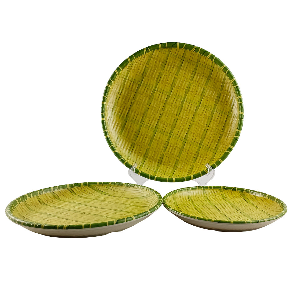 8/10/12 Inch custom melamine plates dishes set melamine Chinese dishes set bamboo serving plate set for hotel