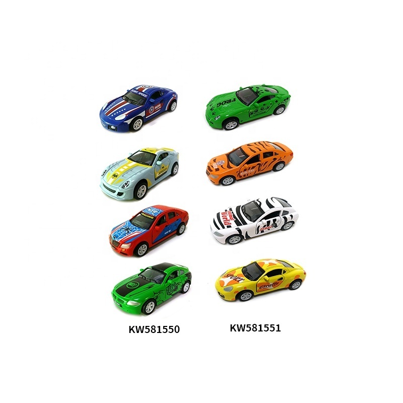 King World hot free wheel open door kids interaction 4pcs model vehicle alloy diecast mini small pull back metallic car toy