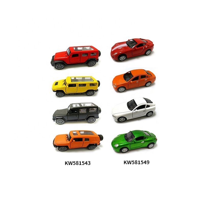 King World hot free wheel open door kids interaction 4pcs model vehicle alloy diecast mini small pull back metallic car toy