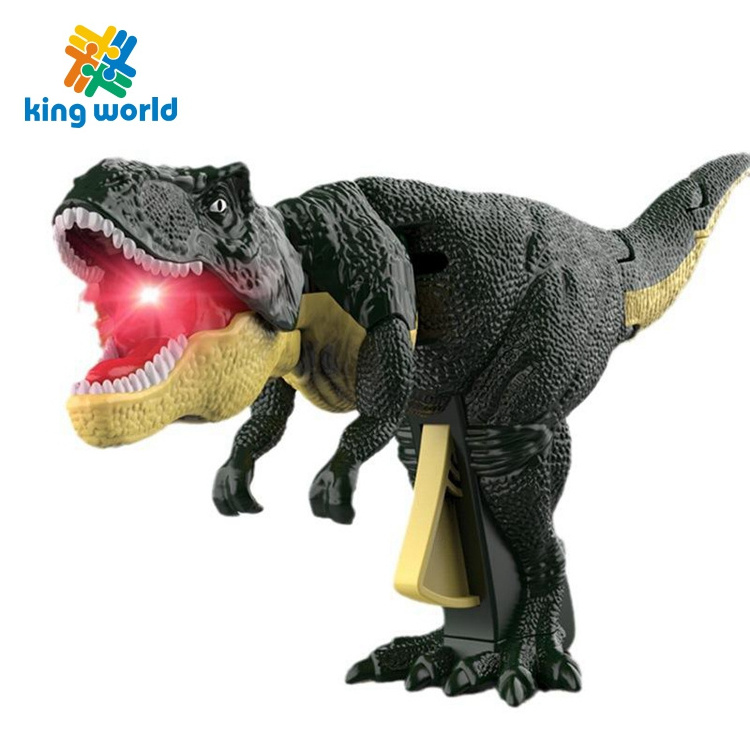 OPP bagHot sell movable Grabber Trigger T-Rex press plastic dinosaur toy Telescopic Swing Fidget Toy with sound light for kids