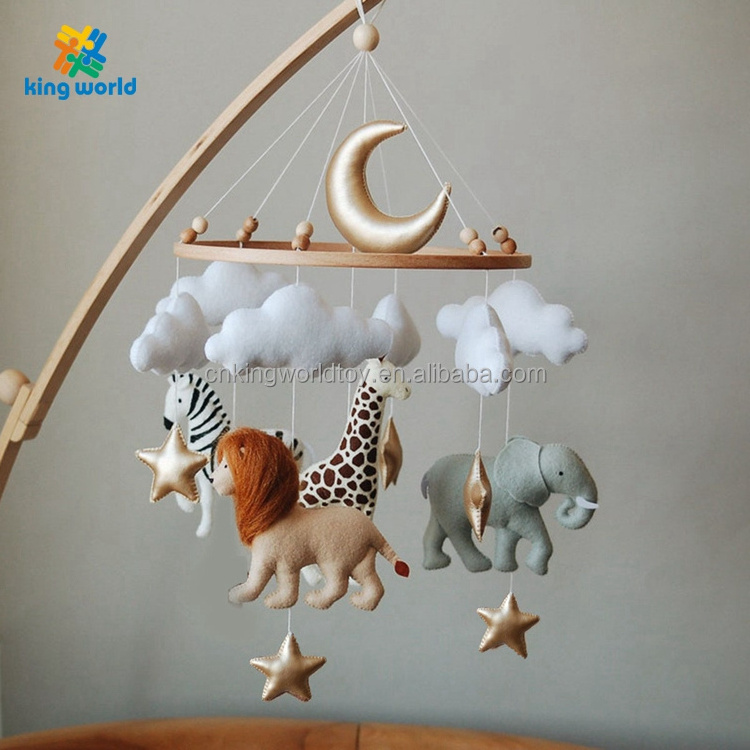 2024 High Quality Gender Neutral Custom Logo Nursery Decor Plush Stuffed Soft Animals Bed Felt Jungle Safari Baby Crib Mobile