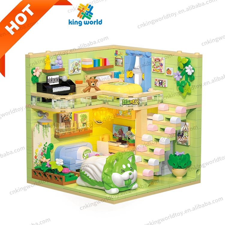 21182-21183 Cabbage Patch Dogs apartment building blocks hut diy street scene series small particles assembled toy birthday gift