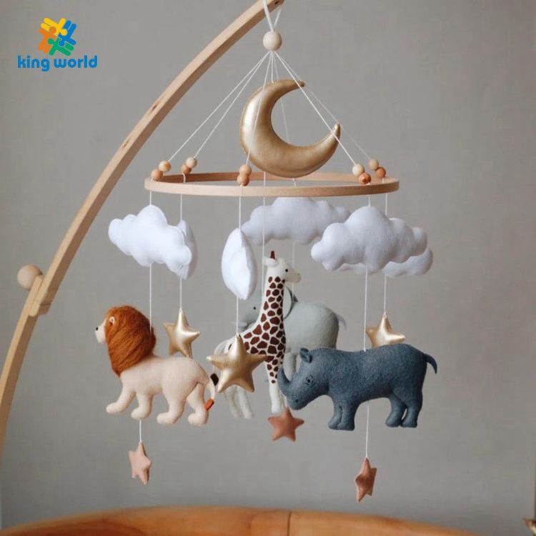 2024 High Quality Gender Neutral Custom Logo Nursery Decor Plush Stuffed Soft Animals Bed Felt Jungle Safari Baby Crib Mobile