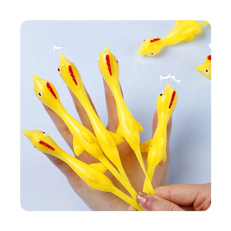 King World promotional stress reliever finger stretchy thanksgiving shooting catapult mini chicken slingshot sticky wall toys