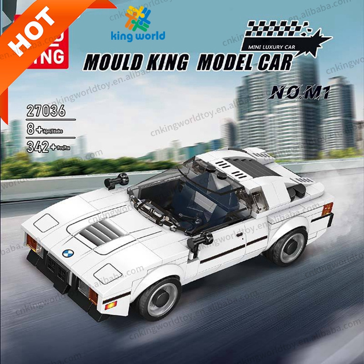 Mould King 27011 27015 27036 10020 Mini Car Sets with Acrylic Display Case Collectible Model Car Building Blocks