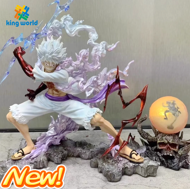 New 28cm One Pieced Nica Luffy Gear 5 High Quality Anime Figure With Light Decoration Collection Statue Model Toys