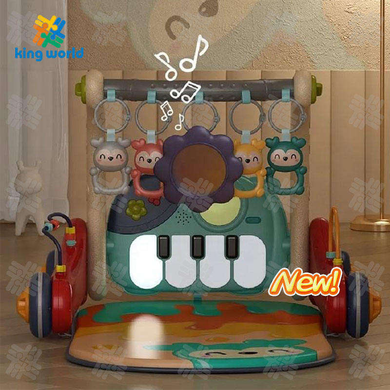 Multifunction Baby Walker Educational Learning Toys Trolley Push Adjustable Wheel Baby Walkers With Play Mats