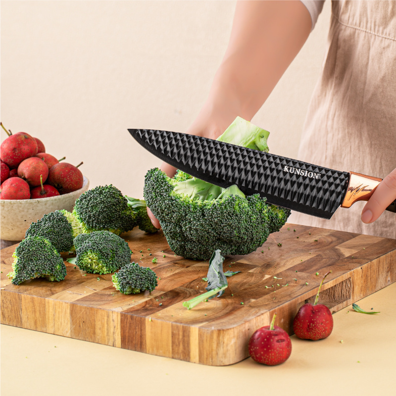 Color Box Black Diamond Pattern Grater Scissors 6-piece Knife Set Chef Kitchen Knife Set Grater Scissors Non-stick Ceramic ABS