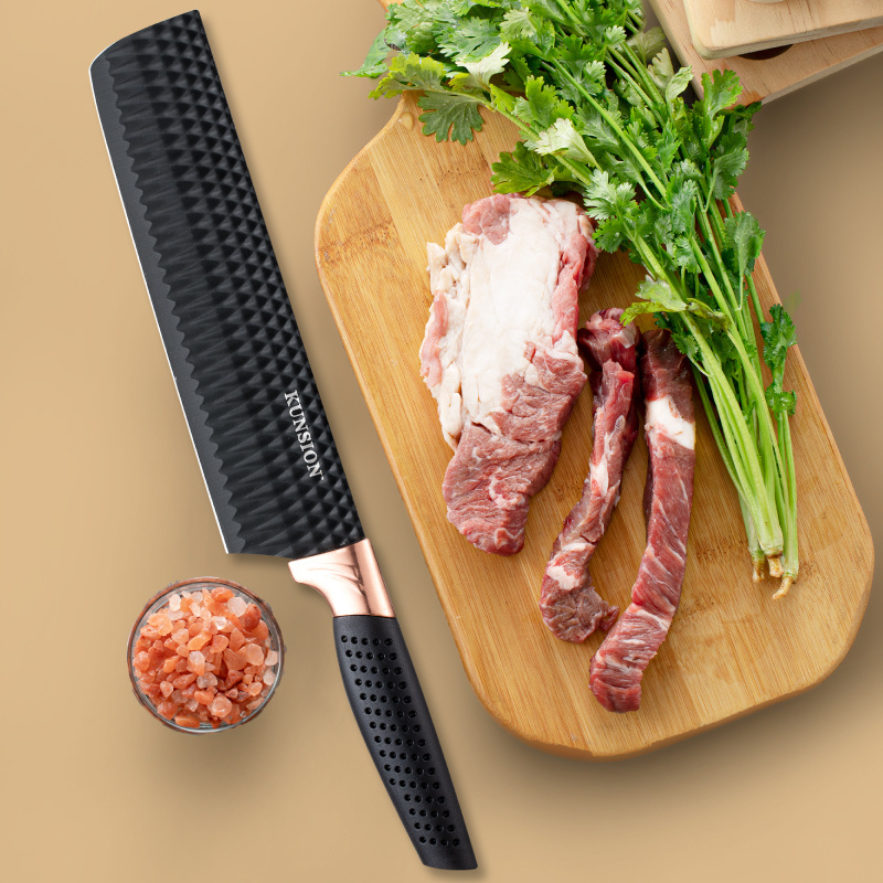 Color Box Black Diamond Pattern Grater Scissors 6-piece Knife Set Chef Kitchen Knife Set Grater Scissors Non-stick Ceramic ABS