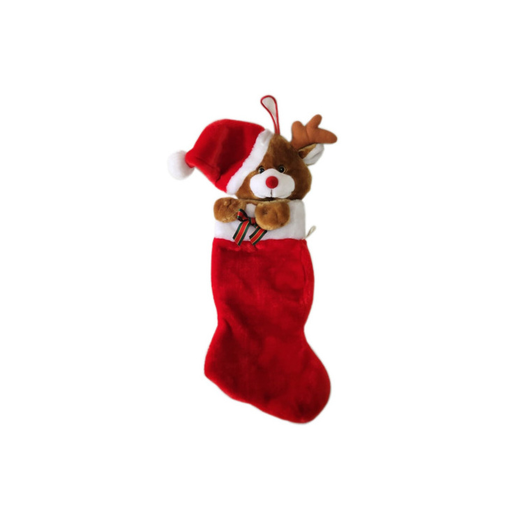 custom Santa Festival Promotion animal head plush christmas stocking