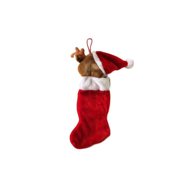 custom Santa Festival Promotion animal head plush christmas stocking