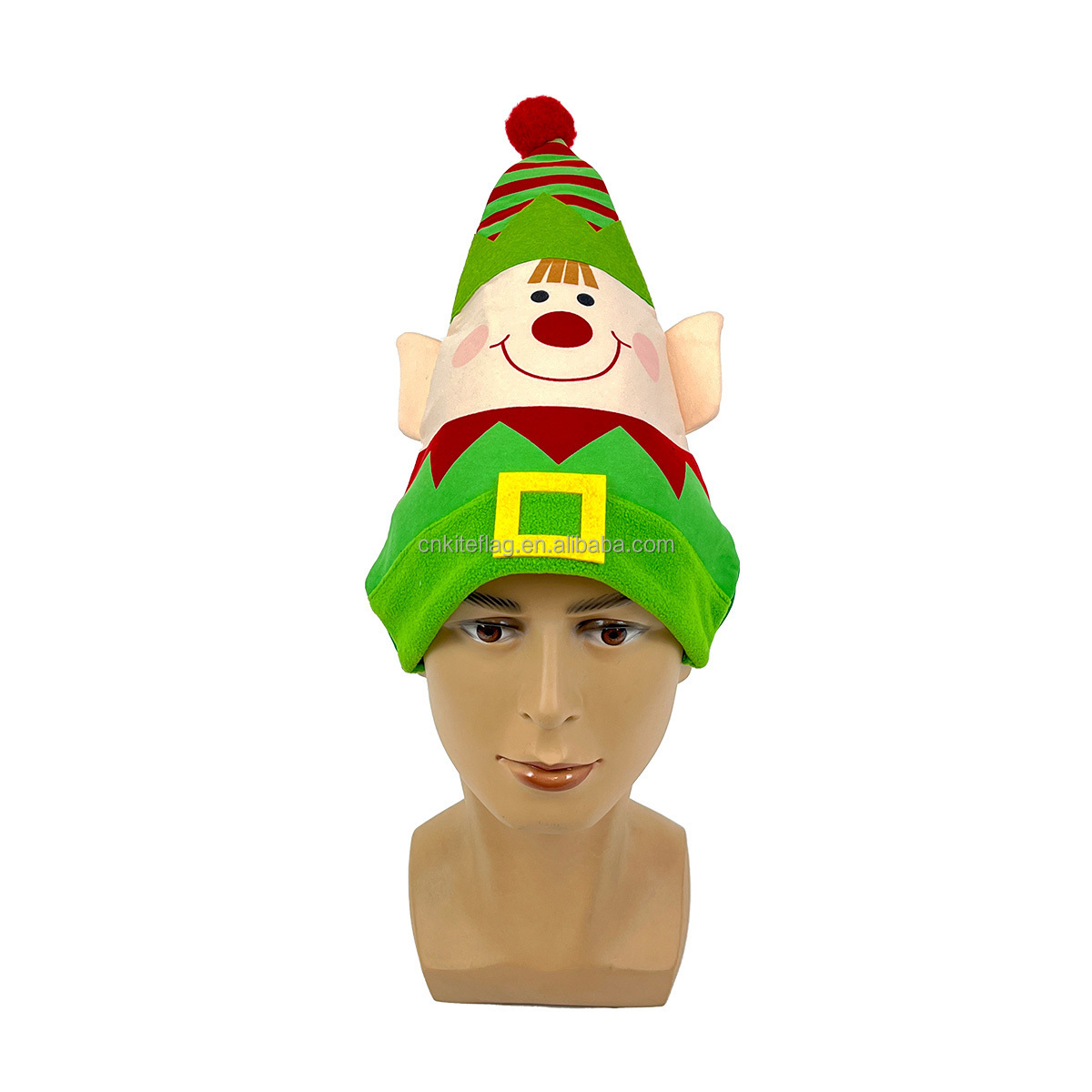 custom mini santa hat with logo Children Xmas Cap Party Decor Green Red Ears Christmas Elf Hat