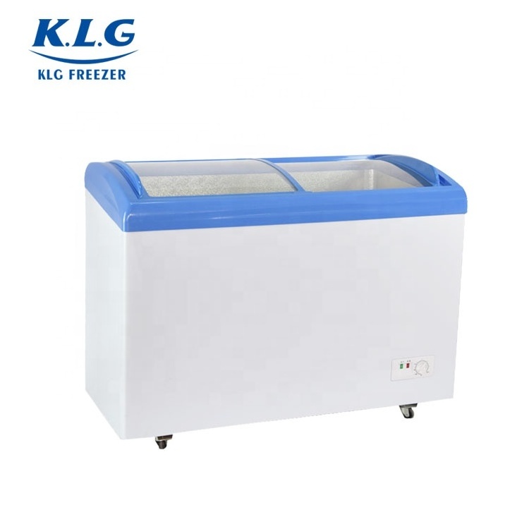 Commercial  288L covered sliding glass door ice cream  chest  freezer with ce certificate