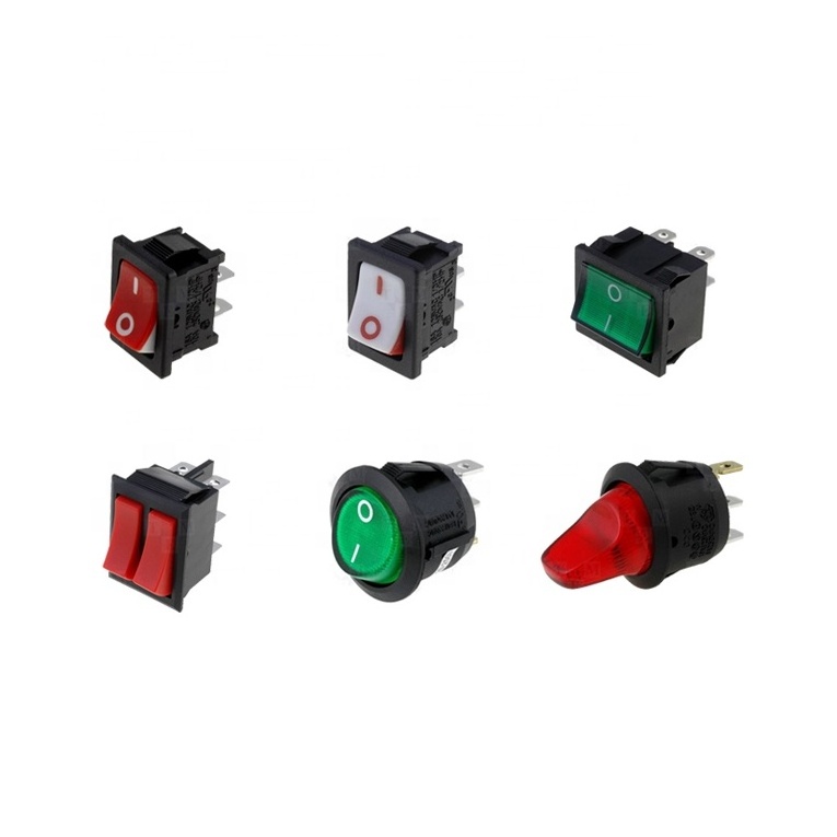 KLS 6A 250VAC 2p 3p ON OFF LED green red rocker switch