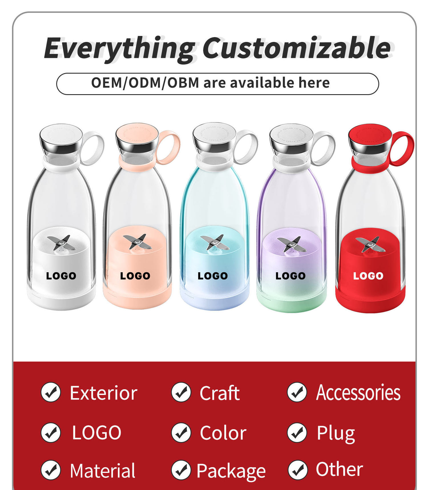 Custom LOGO 500ML Portable Electric Fruit Juicer USB Rechargeable Machine Sports Mini Bottle Juicing Blender