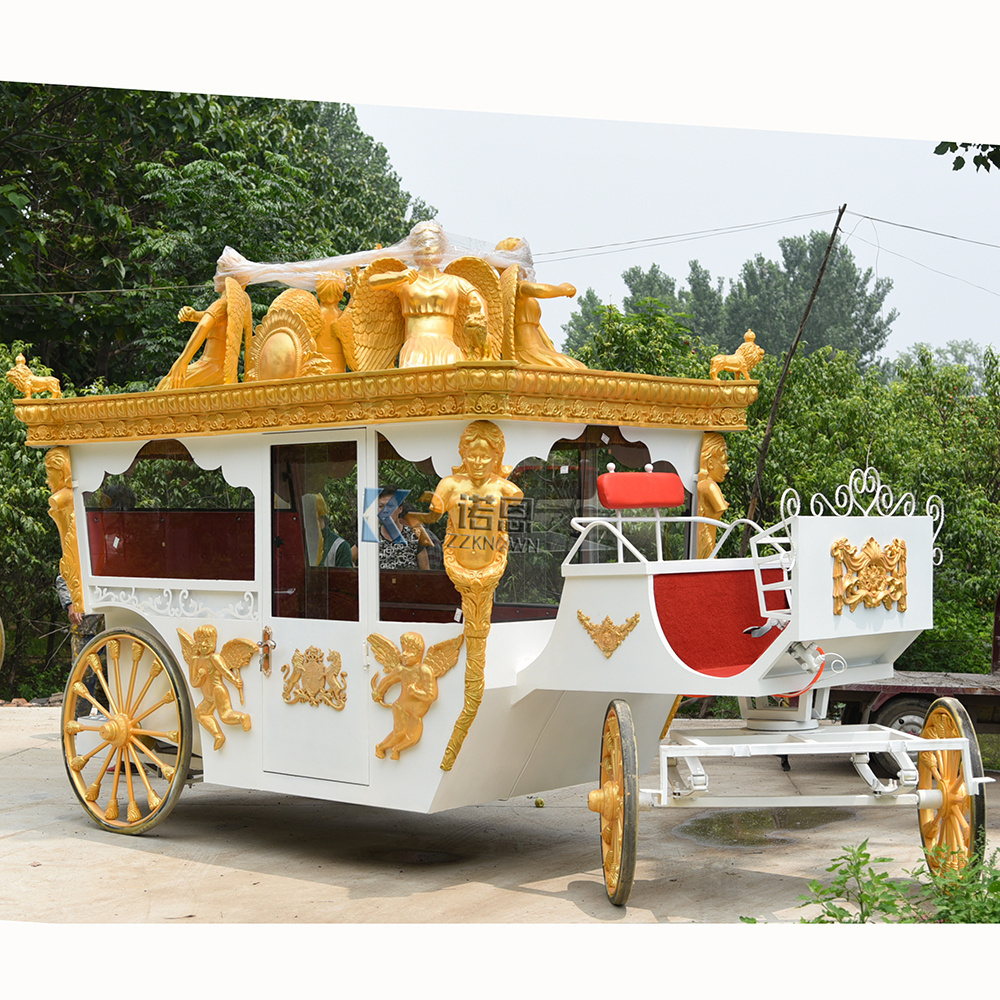 Wedding Brown Horse Carriage For Christmas Royal Sculpture Horse Buggy Manufacturer Luxury Chariot Horse Cart For Sale