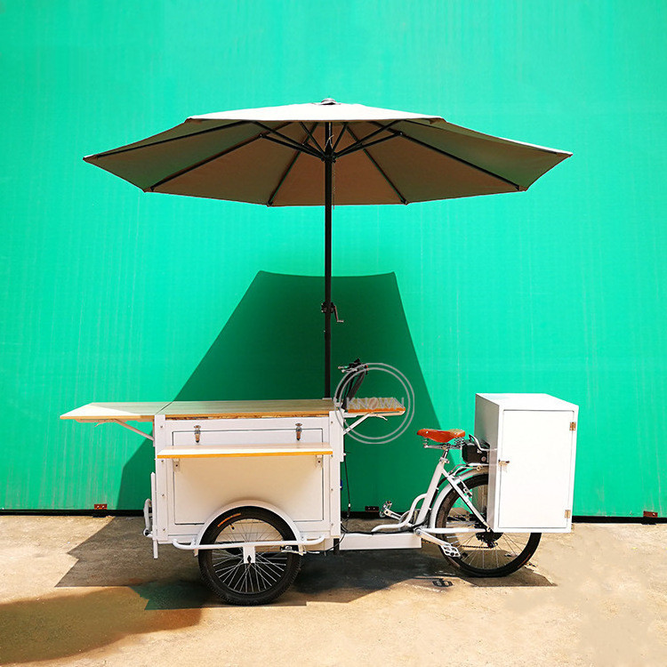 OEM 3 Wheel Pedal Assist Cargo Bike Customized Hot Dog Tricycle Trike Commercial Food Coffee Vending Cart