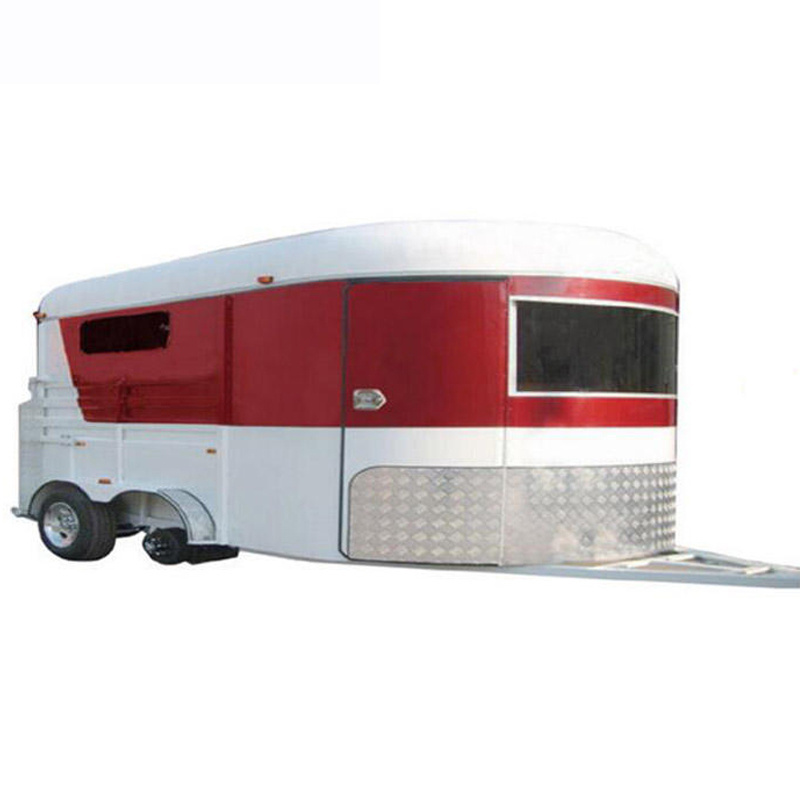 Fiberglass Roof Horse Trailer with Living Quarters Angle Loading Horse Float Truck Cart Supporting Customization