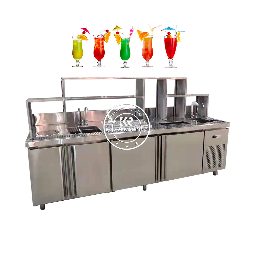 Coffee Shop Bubble Tea Bar Cabinet Counter With Sink/Custom Stainless Steel Restaurant Cocktail Work Station Cabinet Factory