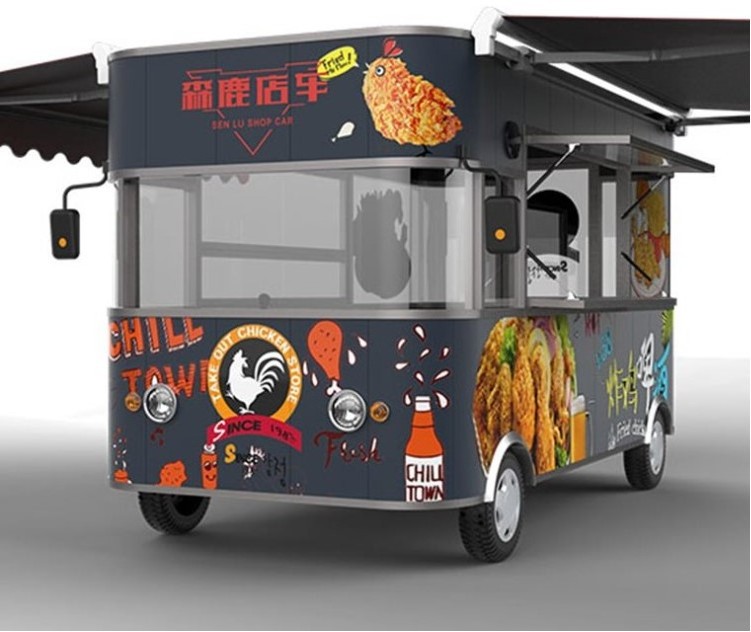 2024 Fast Electric Food Truck Stainless Steel Dining Car for Sale Europe Hot Dog Food Vending Cart with CE Certification